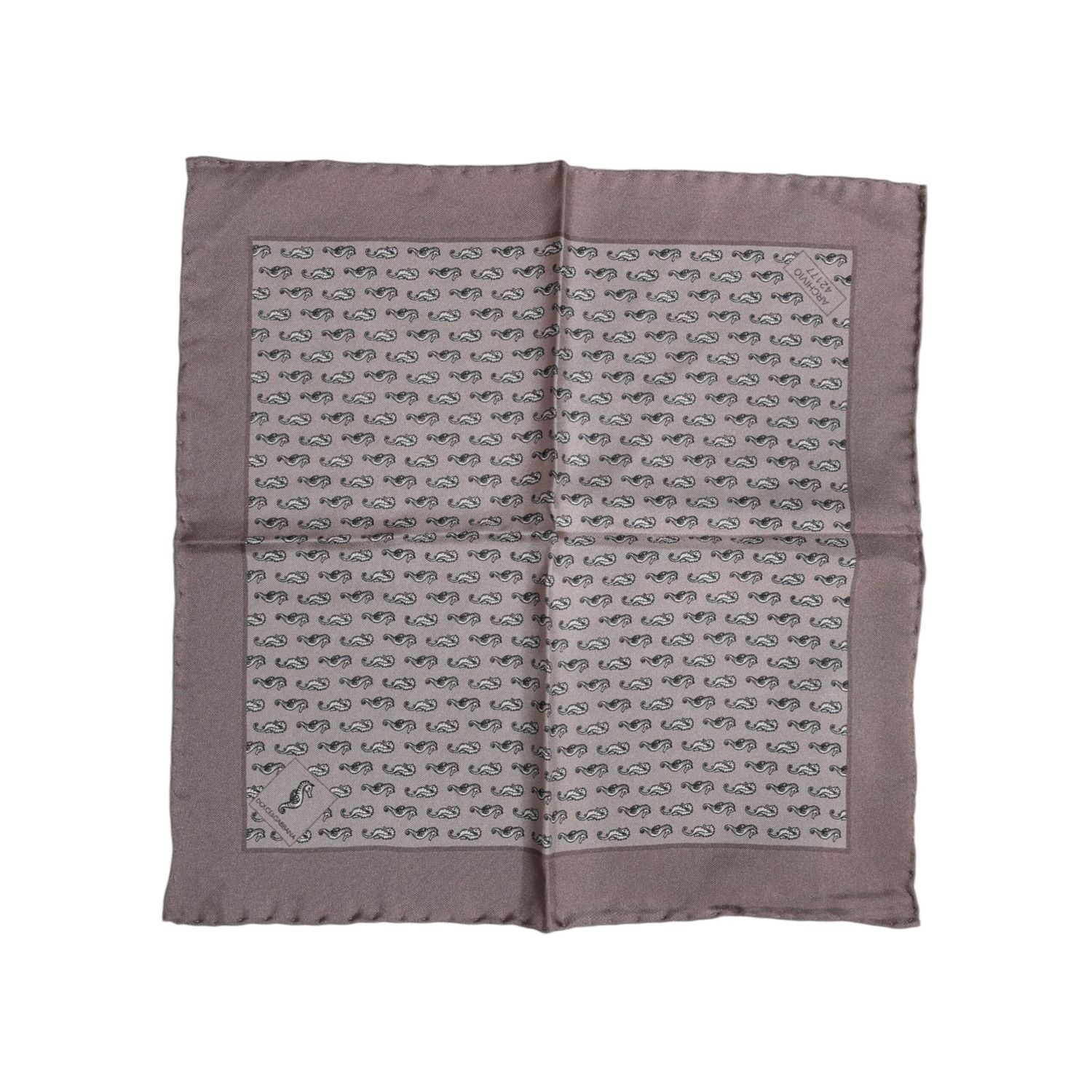 Dolce & Gabbana Brown Sea Horse Silk Square Foulard Scarf