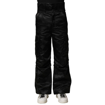 Dolce & Gabbana Black Nylon DG Logo Straight Pants