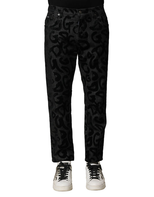 Dolce & Gabbana Gray Cotton DG Logo Straight Men Denim Jeans PAN75865-46