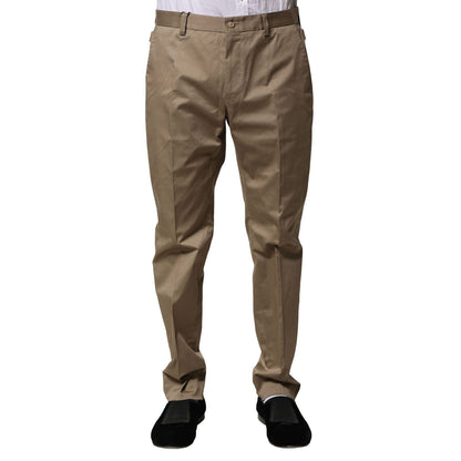 Dolce & Gabbana Brown Cotton Tapered Men Formal Pants