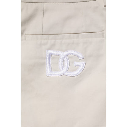 Dolce & Gabbana Beige Cotton Stretch Mid Waist Bermuda Shorts