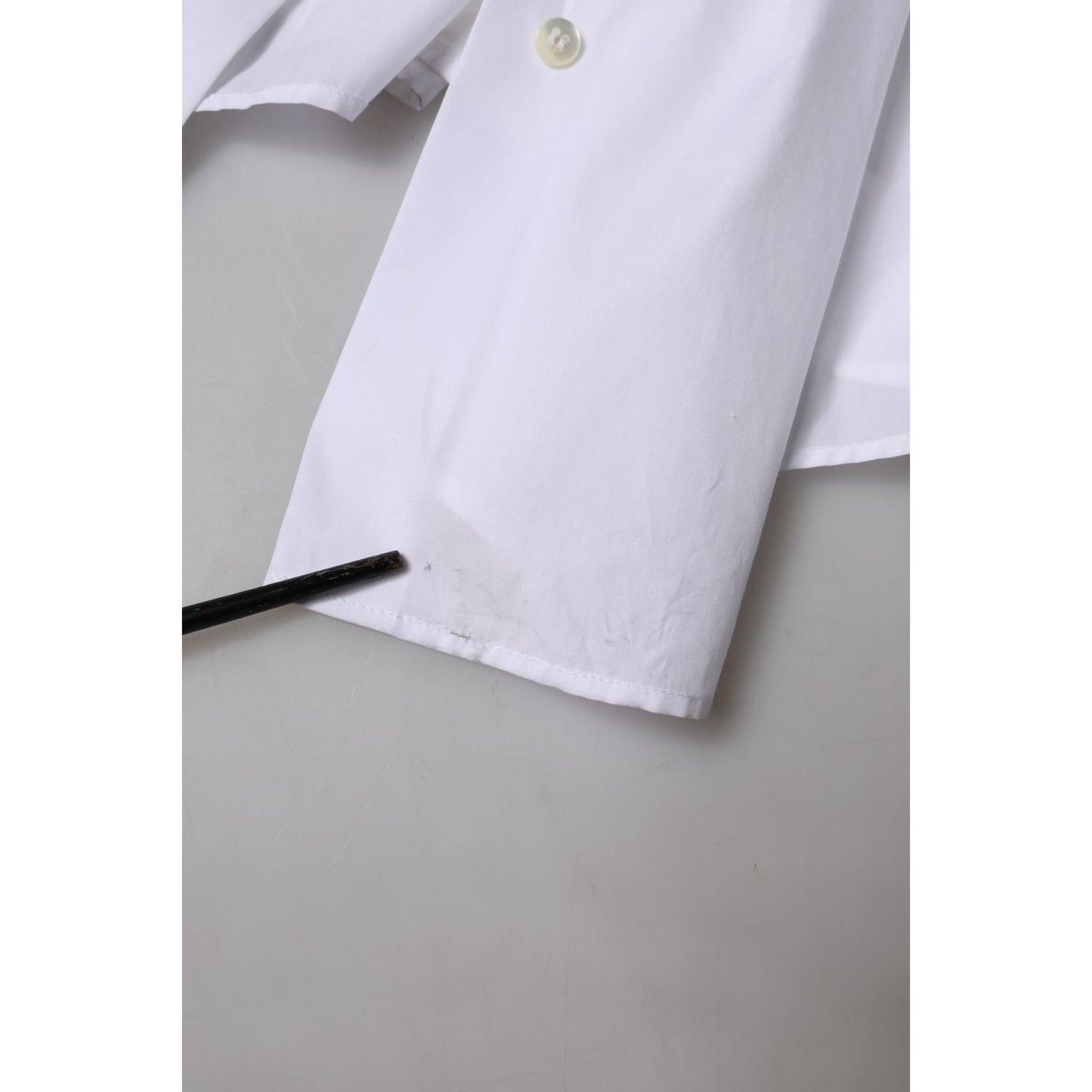 Dolce & Gabbana White Cotton Collared Short Sleeves Top