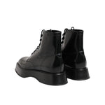 Dolce & Gabbana Black Leather Logo Ankle Boots Lace Up Shoes MV7390-41