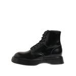 Dolce & Gabbana Black Leather Logo Ankle Boots Lace Up Shoes MV7390-41