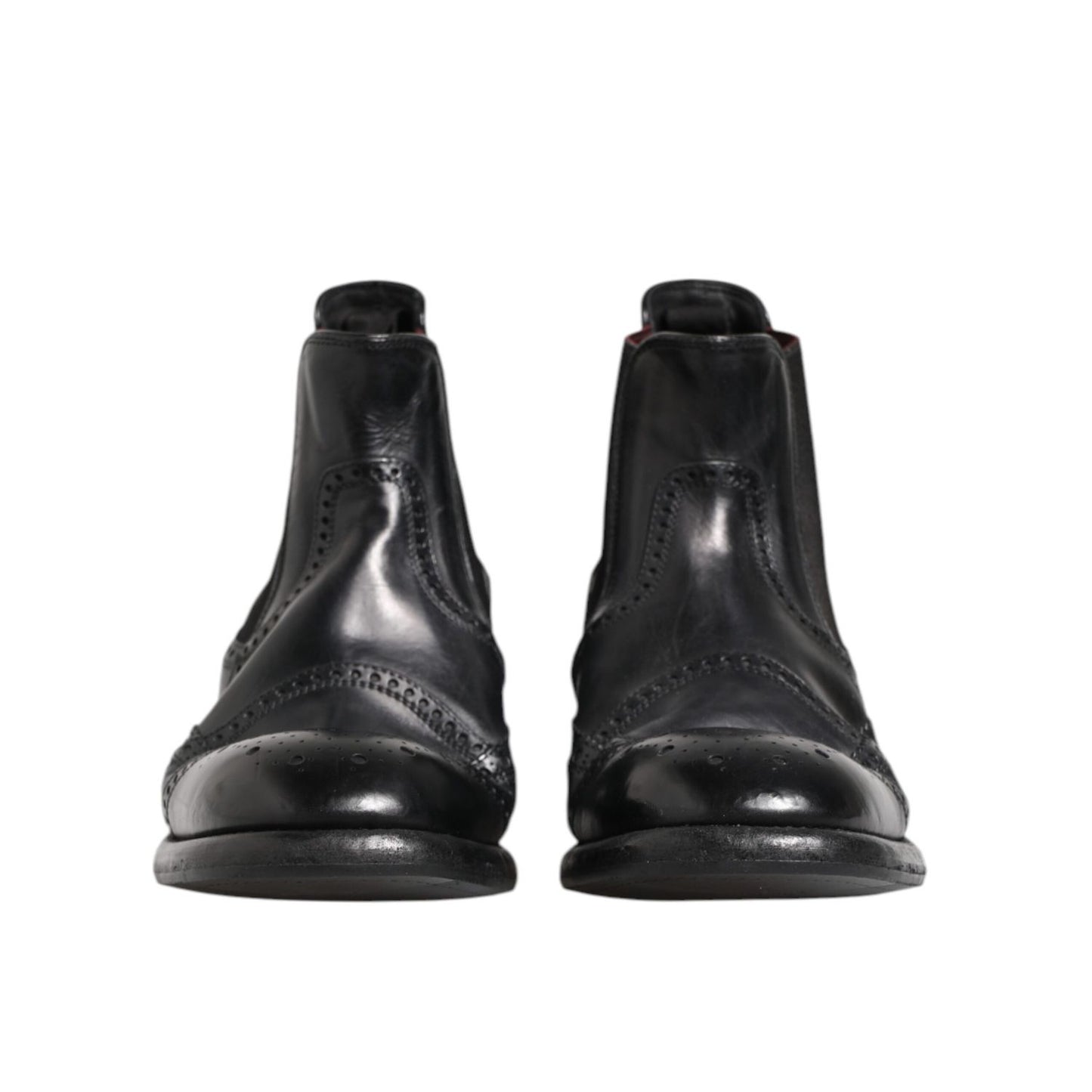 Dolce & Gabbana Black Leather Ankle Boots Slip On Shoes
