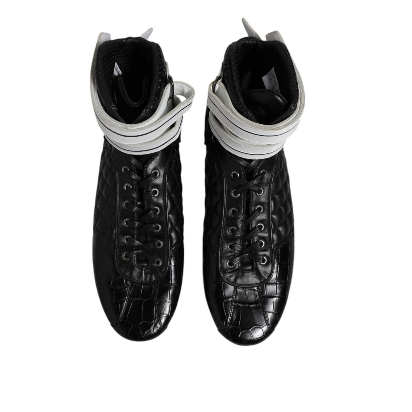 Dolce & Gabbana Black Quilted Leather Lace Up Sneakers Shoes MV7407-44