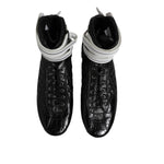 Dolce & Gabbana Black Quilted Leather Lace Up Sneakers Shoes MV7407-44