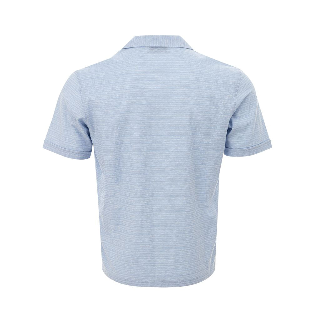 Gran Sasso Blue Linen And Cotton Shortsleeve Shirt