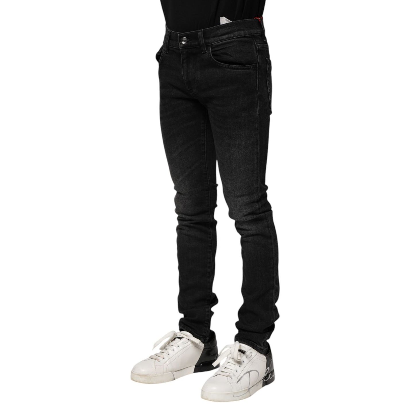 Dolce & Gabbana Black Cotton Skinny Men Denim Jeans
