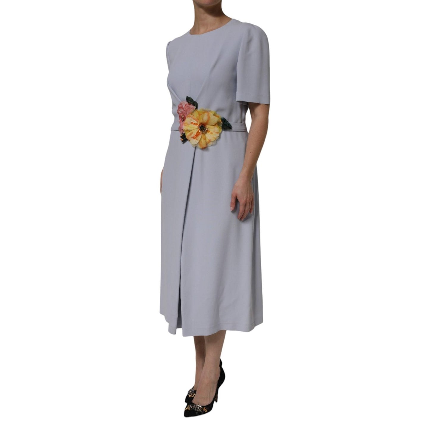 Dolce & Gabbana Gray Viscose ShortSleeve Sheath Midi Dress DR81751-48