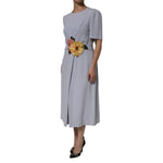 Dolce & Gabbana Gray Viscose ShortSleeve Sheath Midi Dress DR81751-48