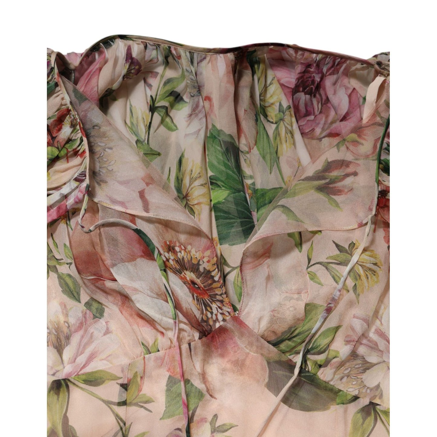 Dolce & Gabbana Pink Floral Print Tiered Long Maxi Dress