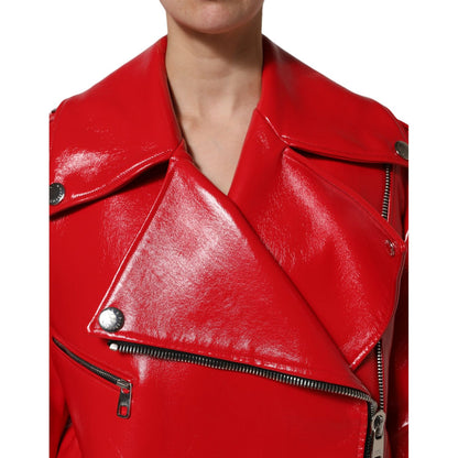 Dolce & Gabbana Red Lambskin Full Zipper Jacket