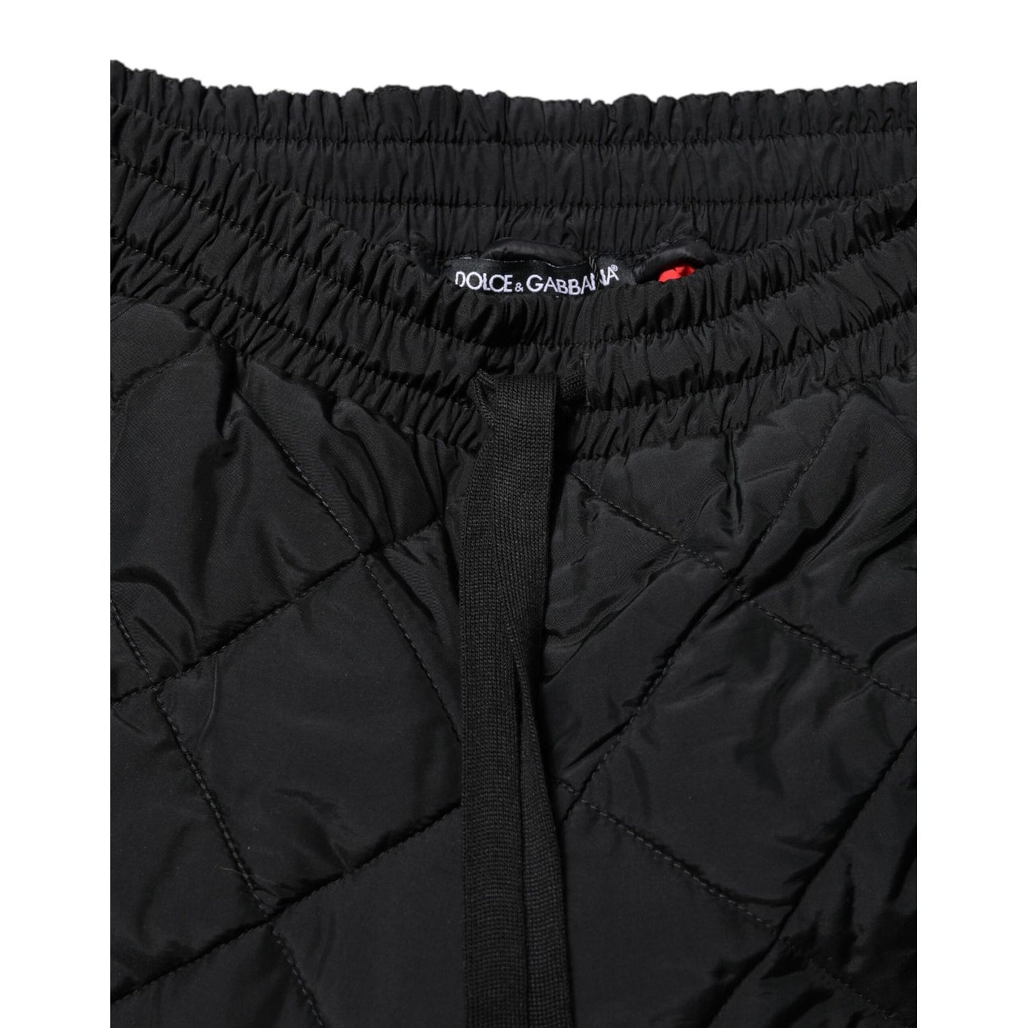 Dolce & Gabbana Black Quilted Mid Waist Jogger Pants