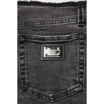 Dolce & Gabbana Gray Skinny Cotton Mid Waisted Denim Jeans