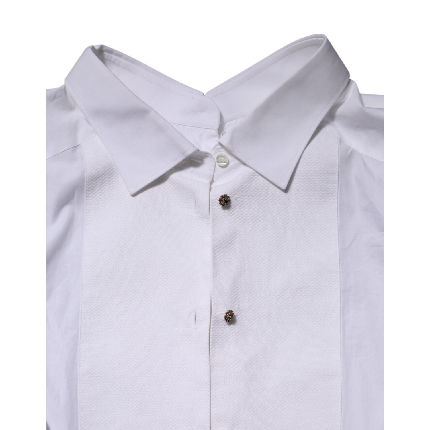 Dolce & Gabbana White Cotton Long Sleeves Formal Top Shirt