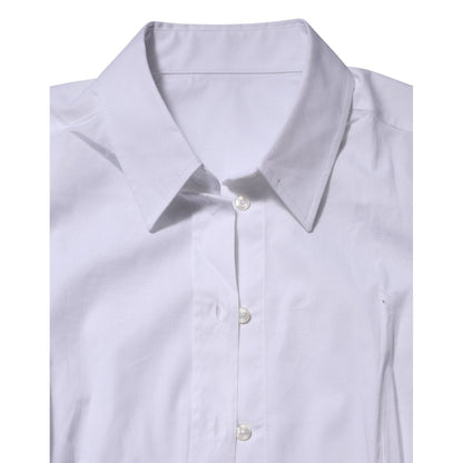 Dolce & Gabbana White Cotton Collared Long Sleeves Top Shirt
