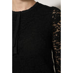 Dolce & Gabbana Black Nylon Lace Long Sleeve Blouse Top TSH906999-42
