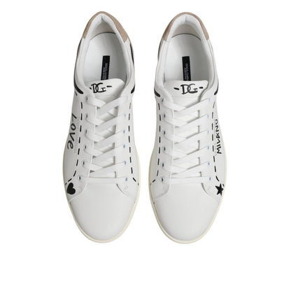 Dolce & Gabbana White Leather MILANO Low Top Sneakers Shoes