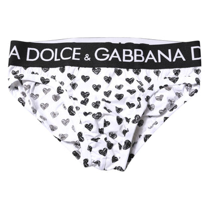 Dolce & Gabbana White Heart Printed Regular Brief Underwear