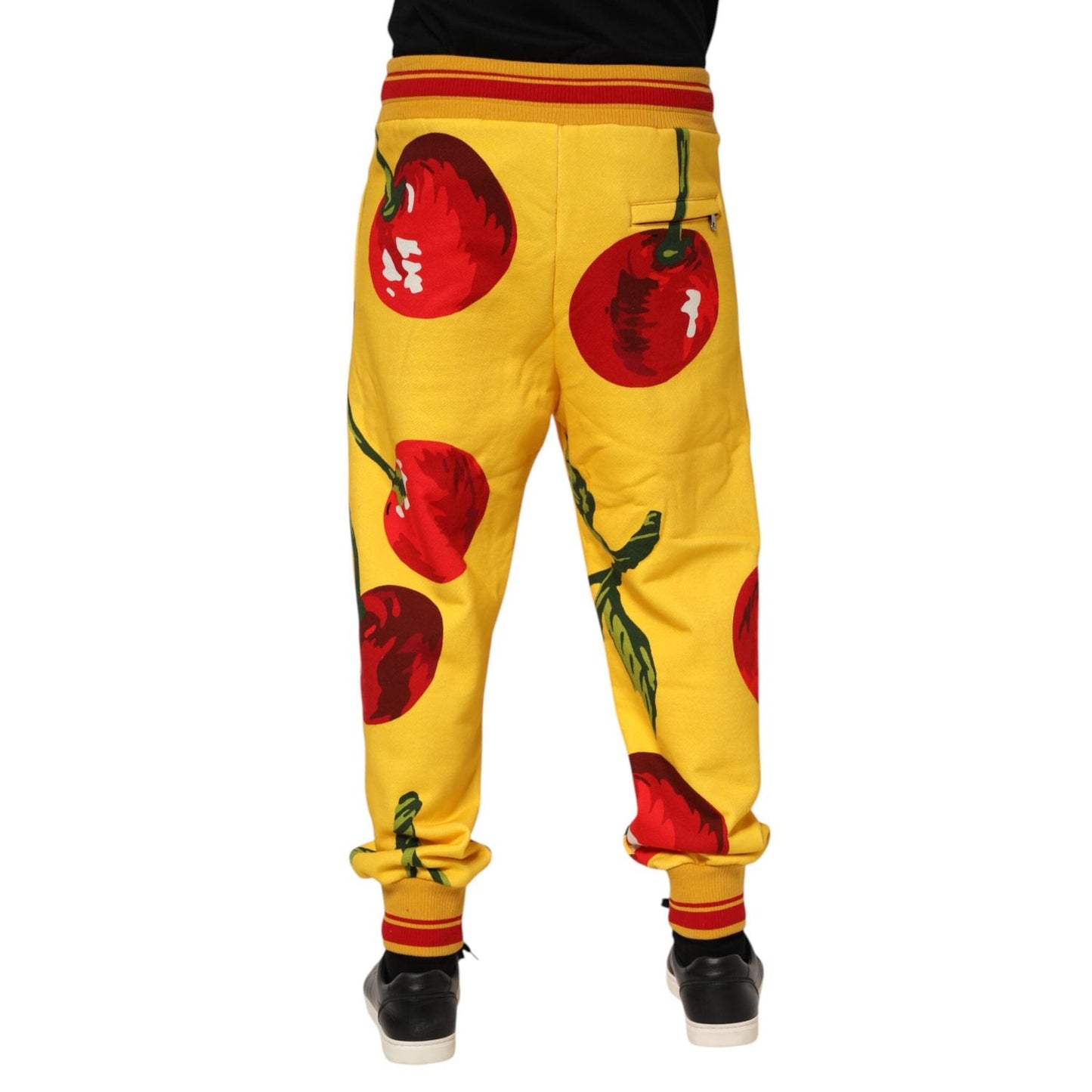 Dolce & Gabbana Yellow Cherry Print Jogger Sweatpants Pants PAN76244-48