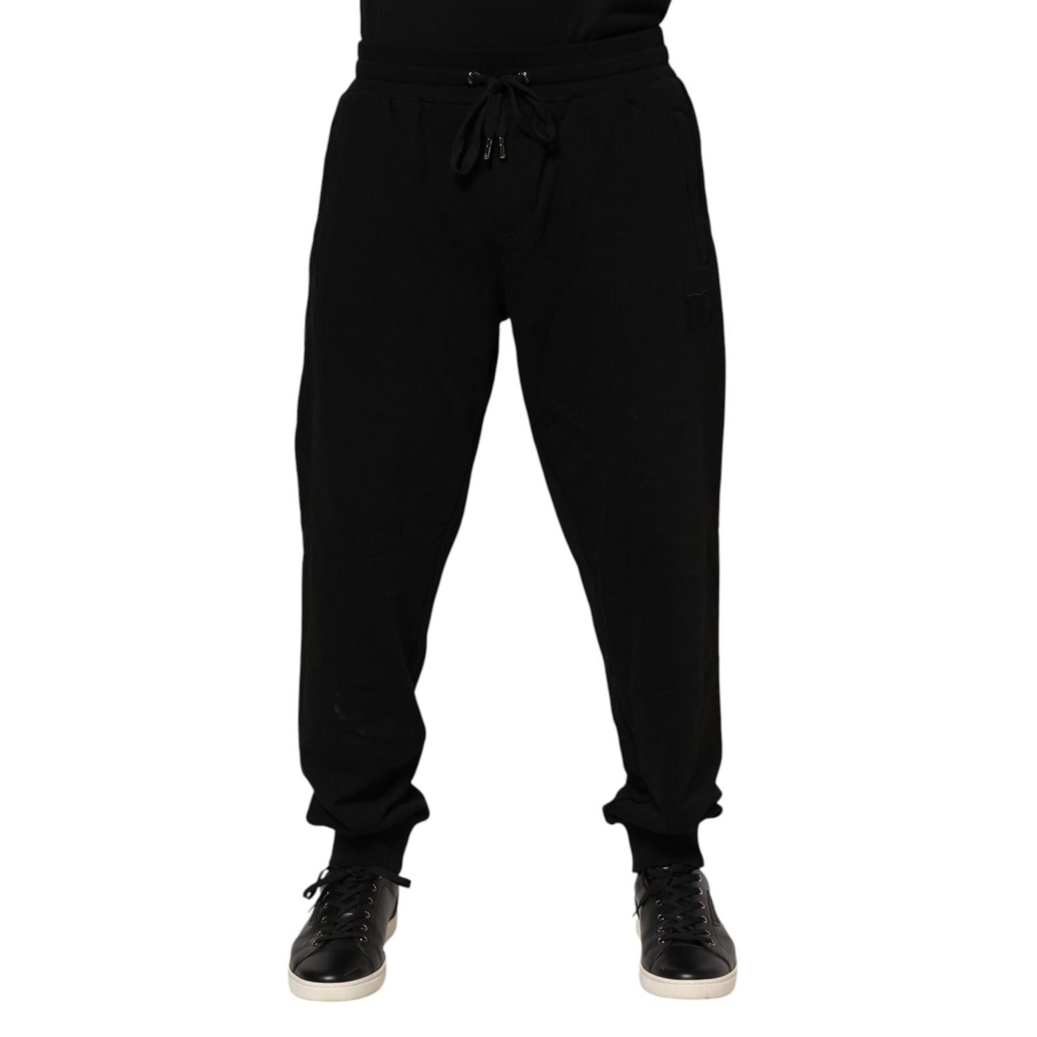 Dolce & Gabbana Black Cotton Logo Tape Men Jogger Pants