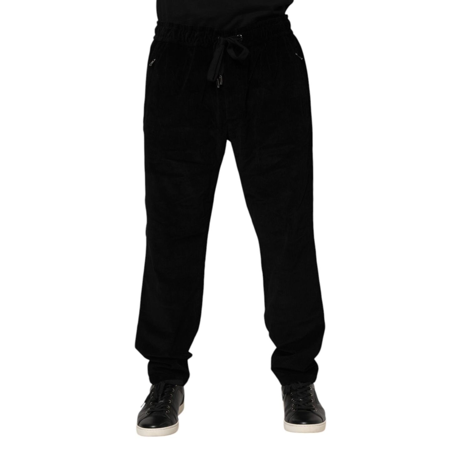 Dolce & Gabbana Black Cotton Men Jogger Sweatpants Pants