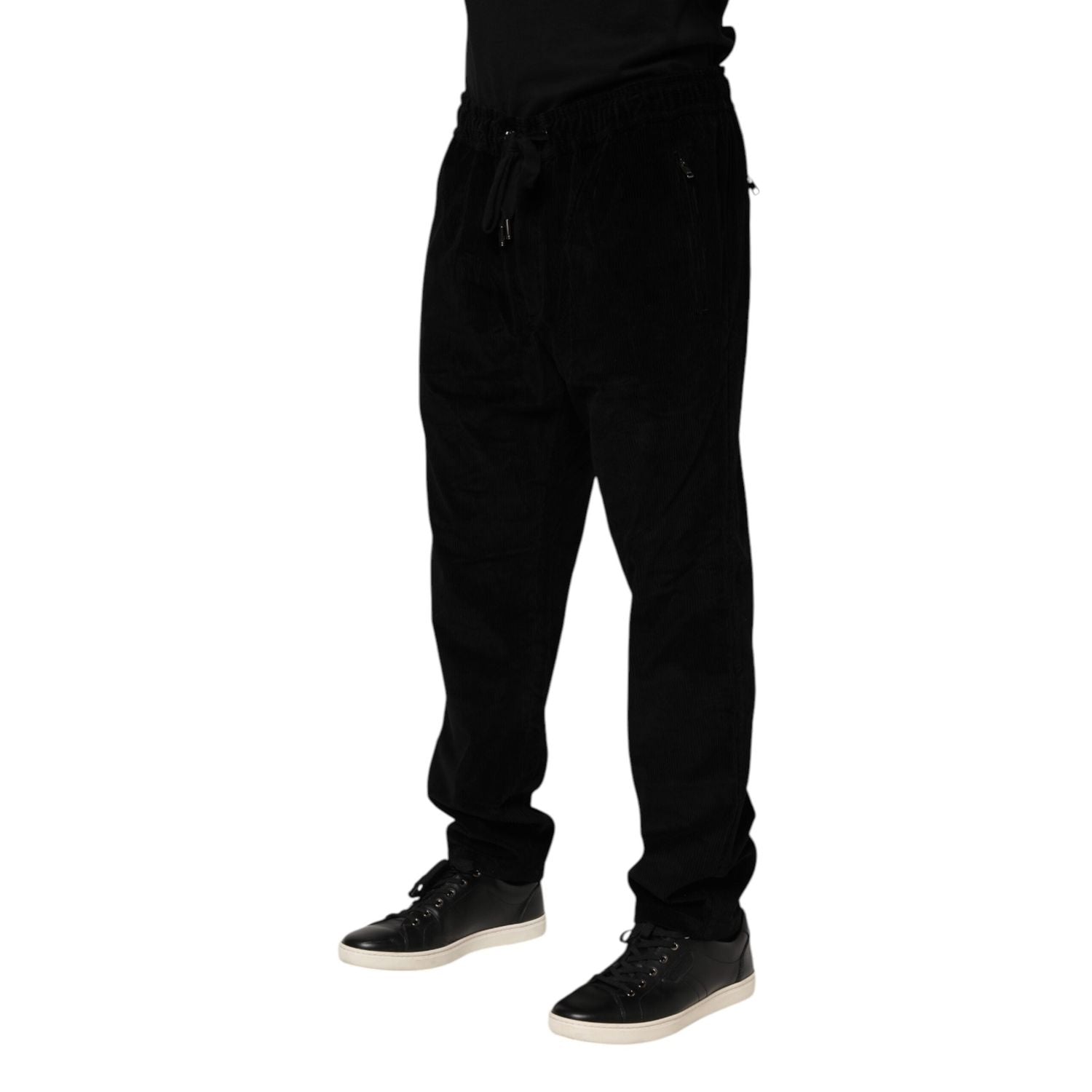 Dolce & Gabbana Black Cotton Men Jogger Sweatpants Pants