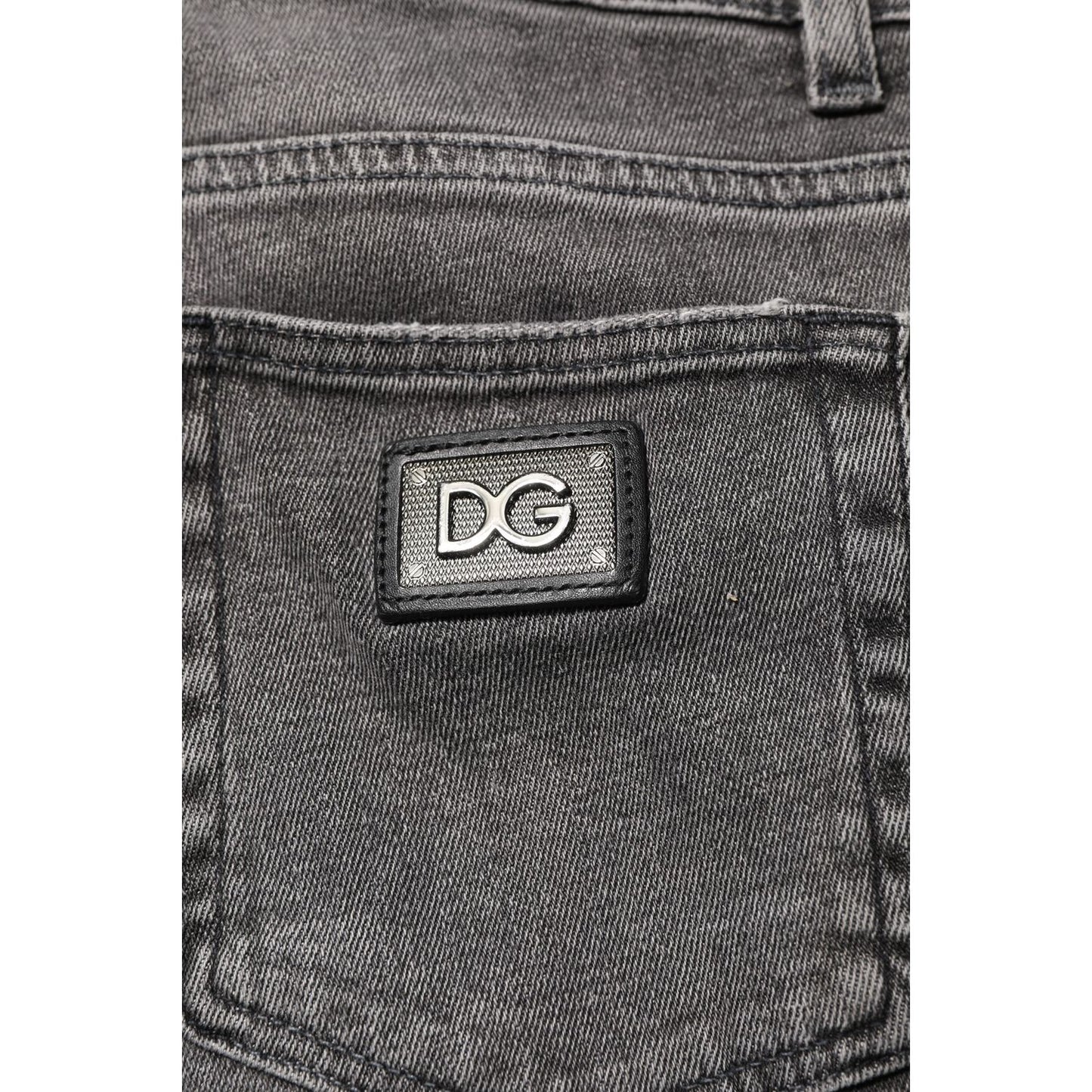 Dolce & Gabbana Gray Cotton Logo Plaque Men Denim Jeans