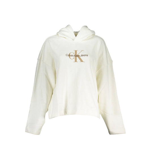 Calvin Klein White Cotton Women Sweater with bold logo and embroidery, crafted in cotton polyester blend for casual-chic style.