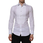 Dolce & Gabbana White Bib Cotton Poplin GOLD Formal Shirt TSH90586-44