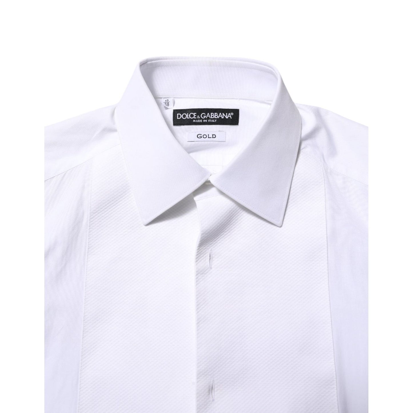 Dolce & Gabbana White Bib Cotton Poplin GOLD Formal Shirt TSH90586-44