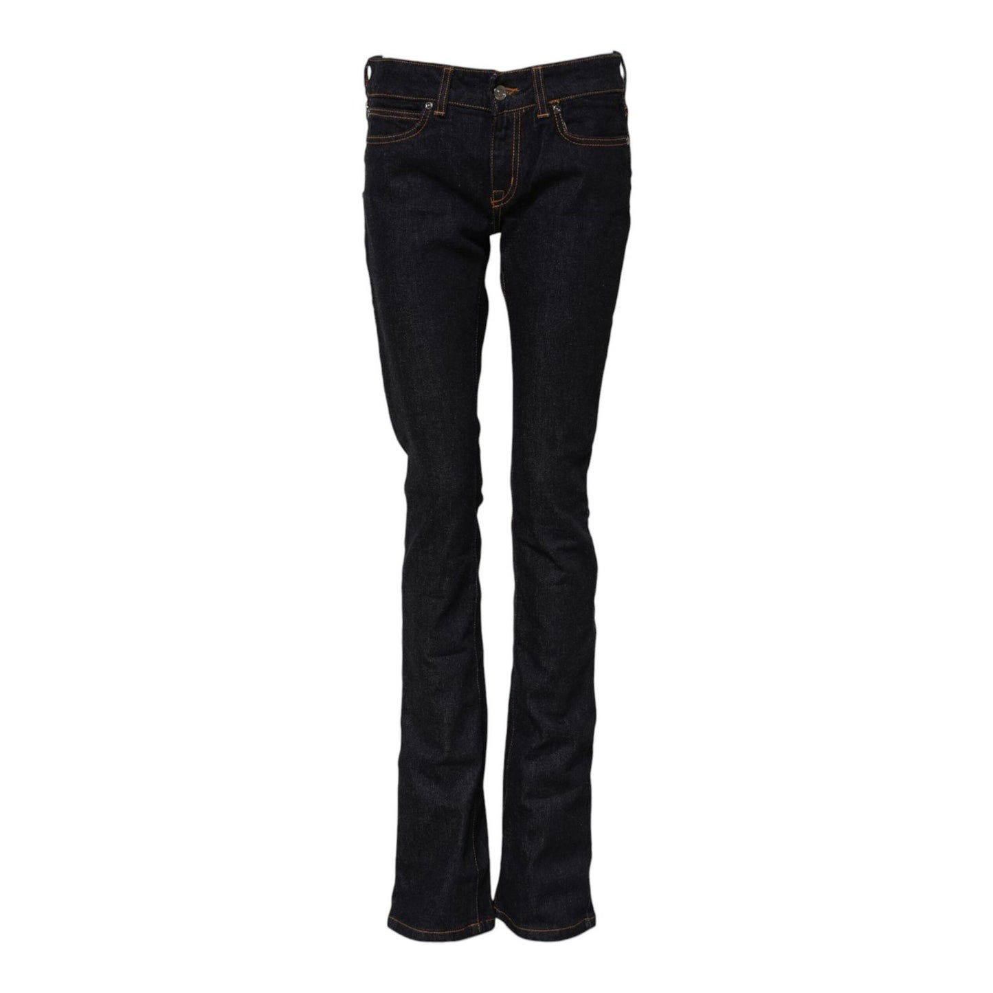 GF Ferre Dark Blue Cotton Mid Waisted Skinny Denim Jeans