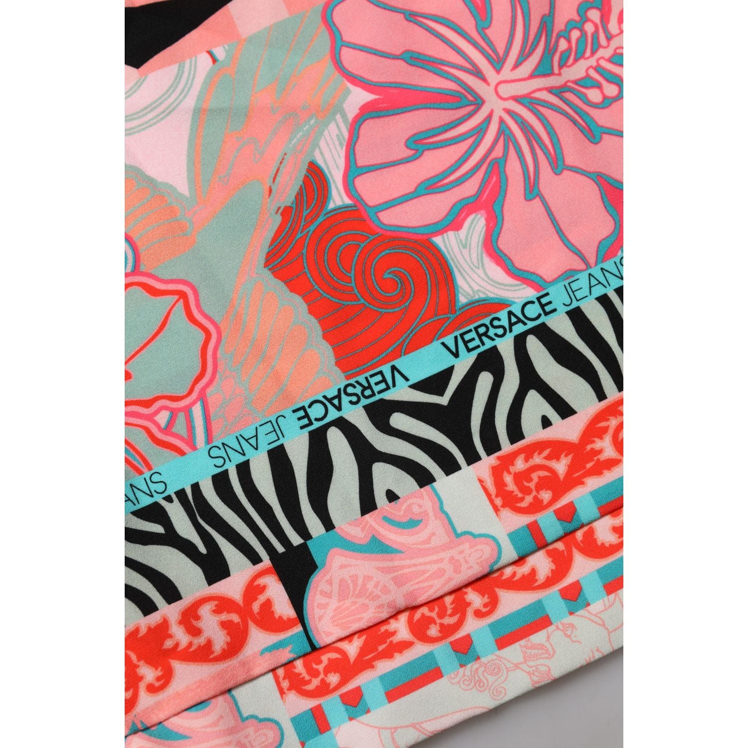 Versace Jeans Multicolor Print Short Sleeves Women Blouse Top