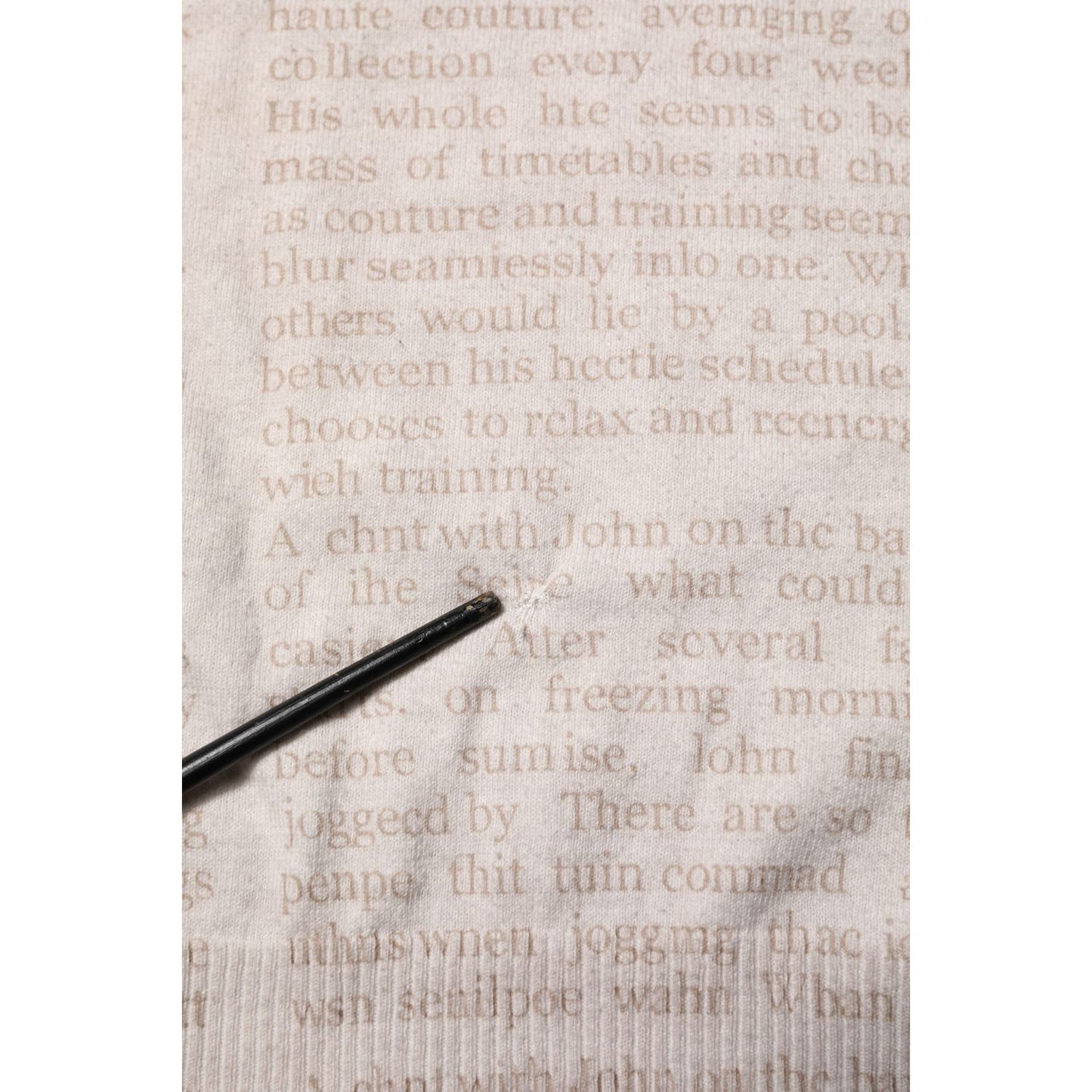 John Galliano Beige Printed Logo Roundneck Long Sleeves Men Sweater