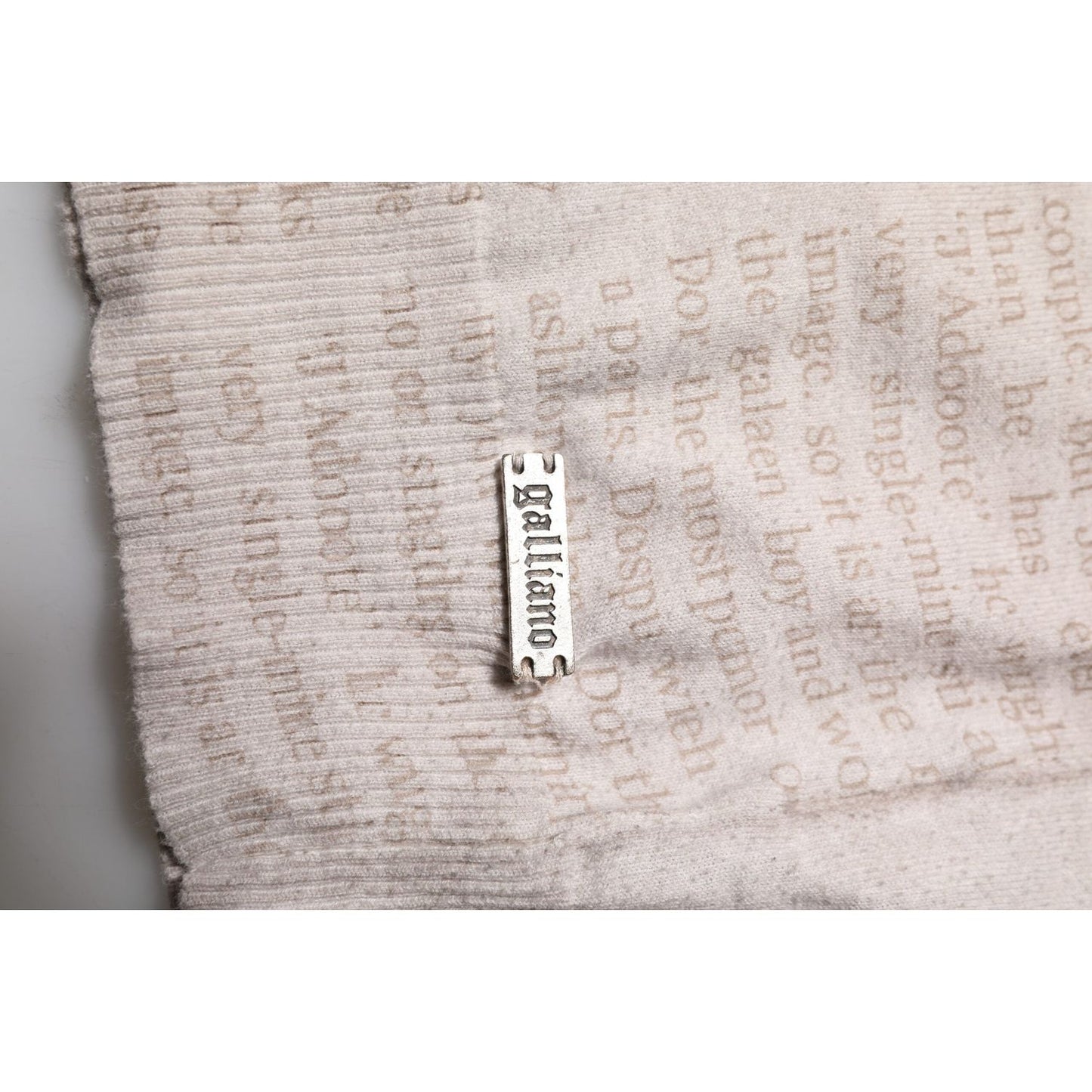 John Galliano Beige Printed Logo Roundneck Long Sleeves Men Sweater TSH90700-L