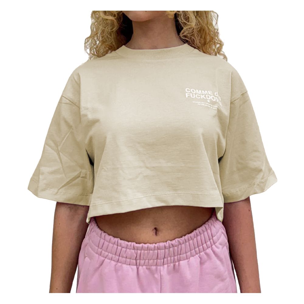 Comme Des Fuckdown Beige Cotton Women T-Shirt