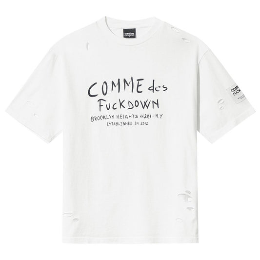 Comme Des Fuckdown White Cotton T-Shirt