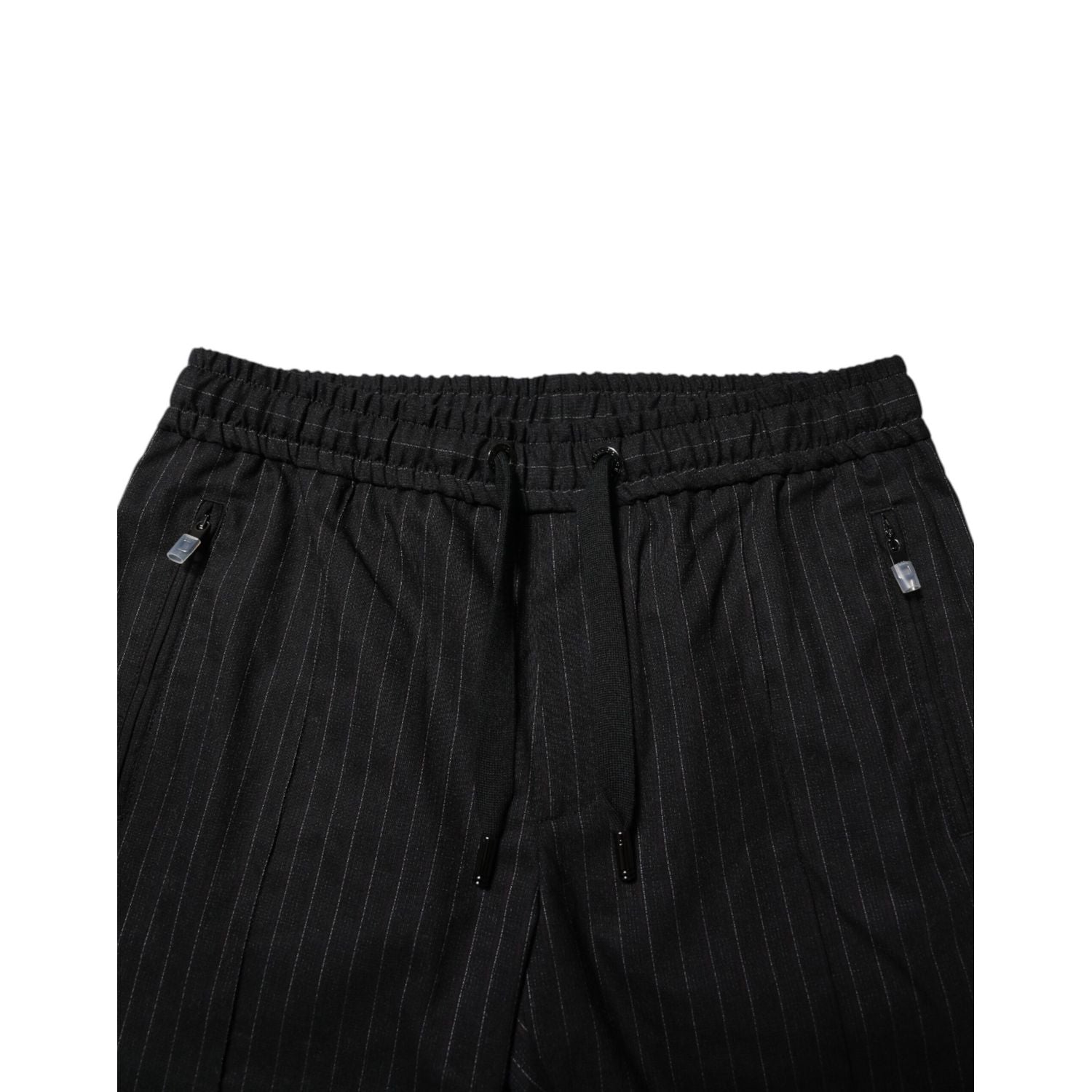 Dolce & Gabbana Black Striped Wool Men Jogger Pants