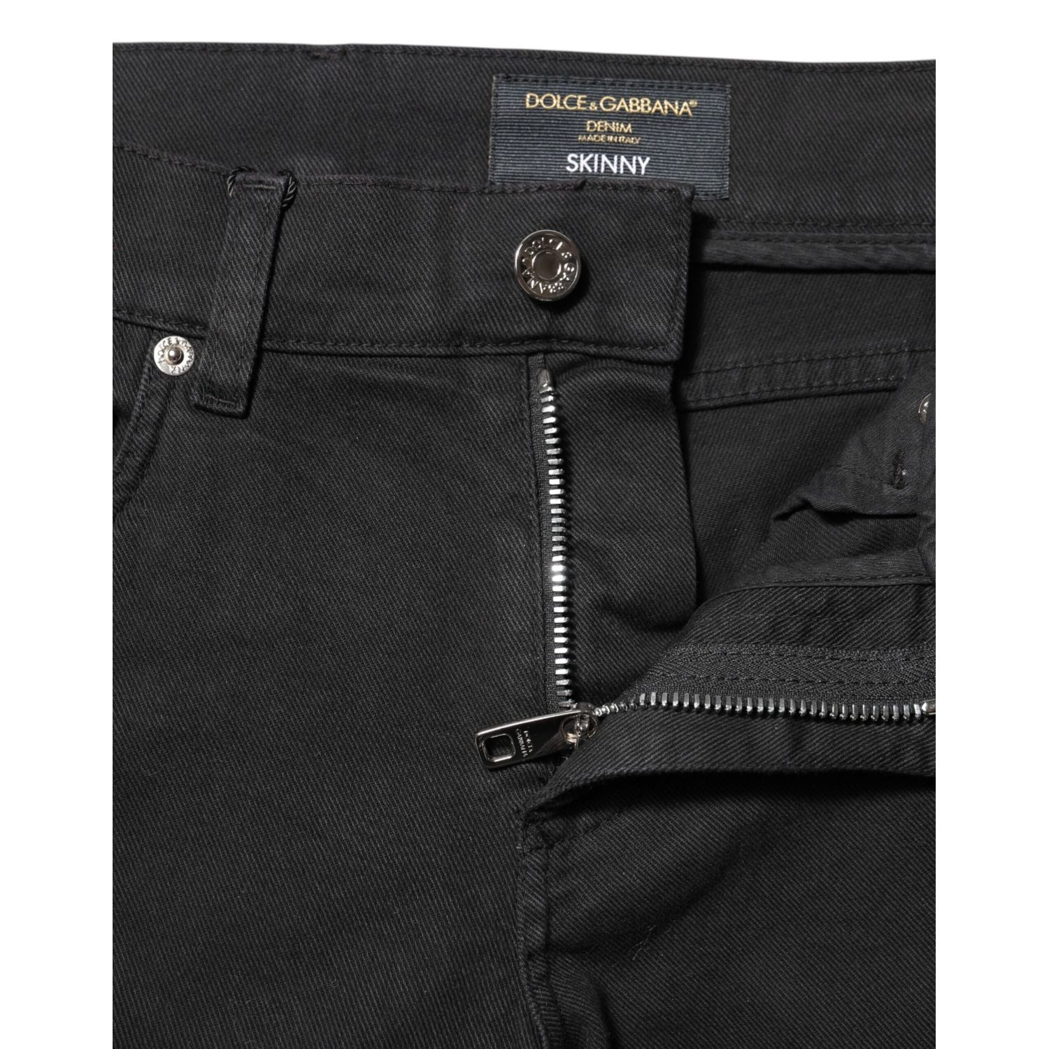Dolce & Gabbana Black Tattered White Lining Skinny Denim Jeans
