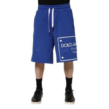 Dolce & Gabbana Blue Logo Cotton Bermuda Sweatshorts Shorts