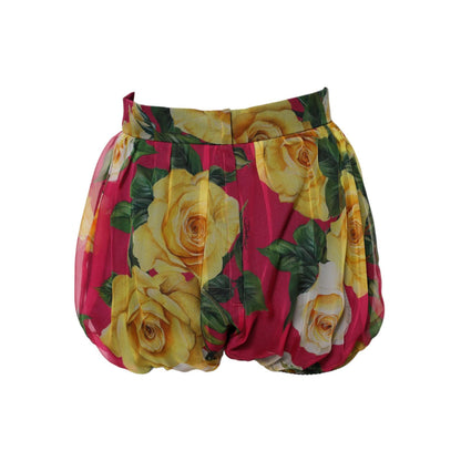 Dolce & Gabbana Red Floral High Waist Women Hot Pants Shorts