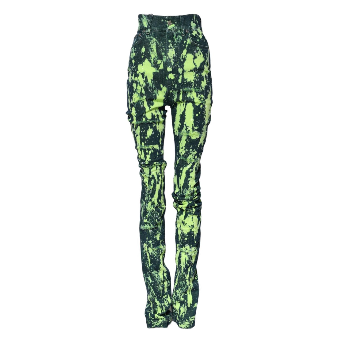 Dolce & Gabbana Green Color Splash High Waist Denim Jeans