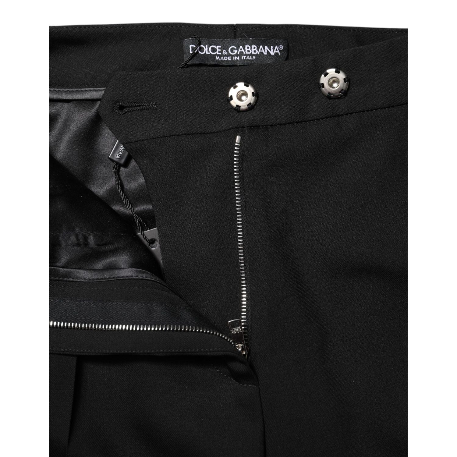 Dolce & Gabbana Black Wool High Waist Flared Pants
