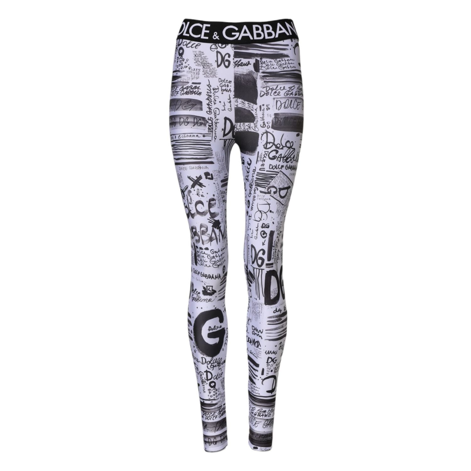 Dolce & Gabbana White Graphic HighWaist Skinny Leggings Pants