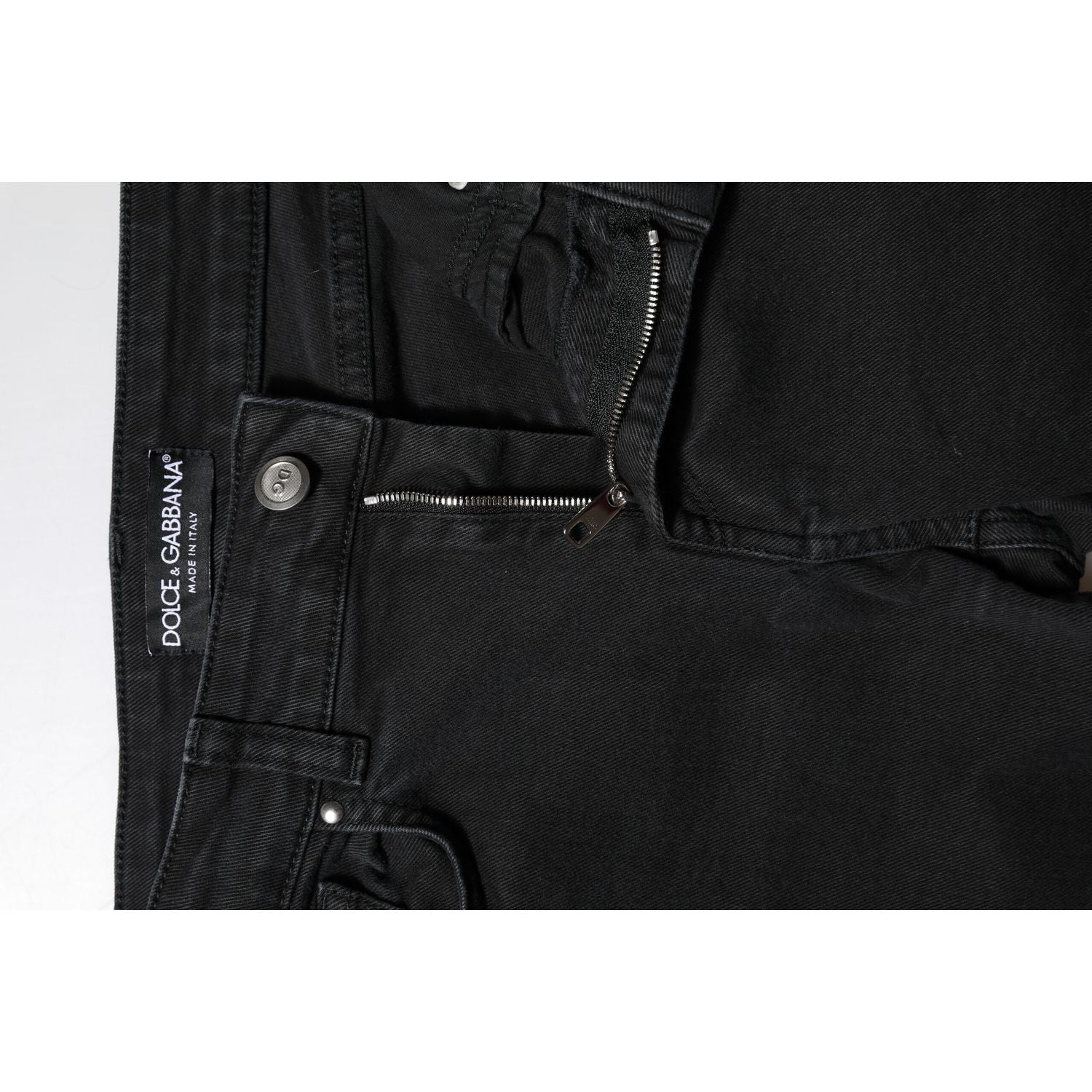 Dolce & Gabbana Black Cotton Mid Waist Skinny Denim Jeans
