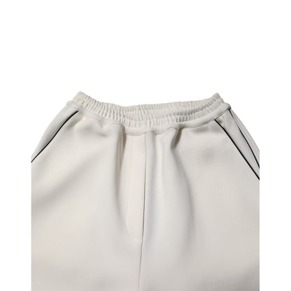 Dolce & Gabbana White Viscose Wide Leg Pull On Pants