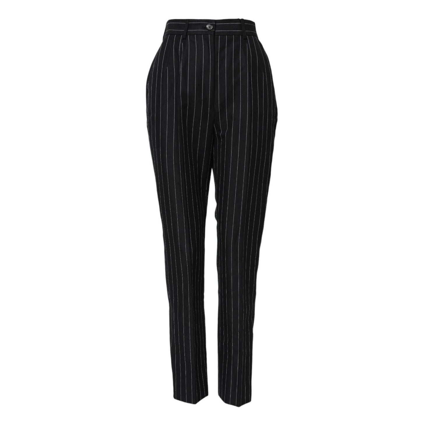 Dolce & Gabbana Black Stripes High Waist Tapered Pants