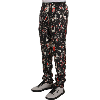 Dolce & Gabbana Red Musical Instrument Print Sleepwear Pants
