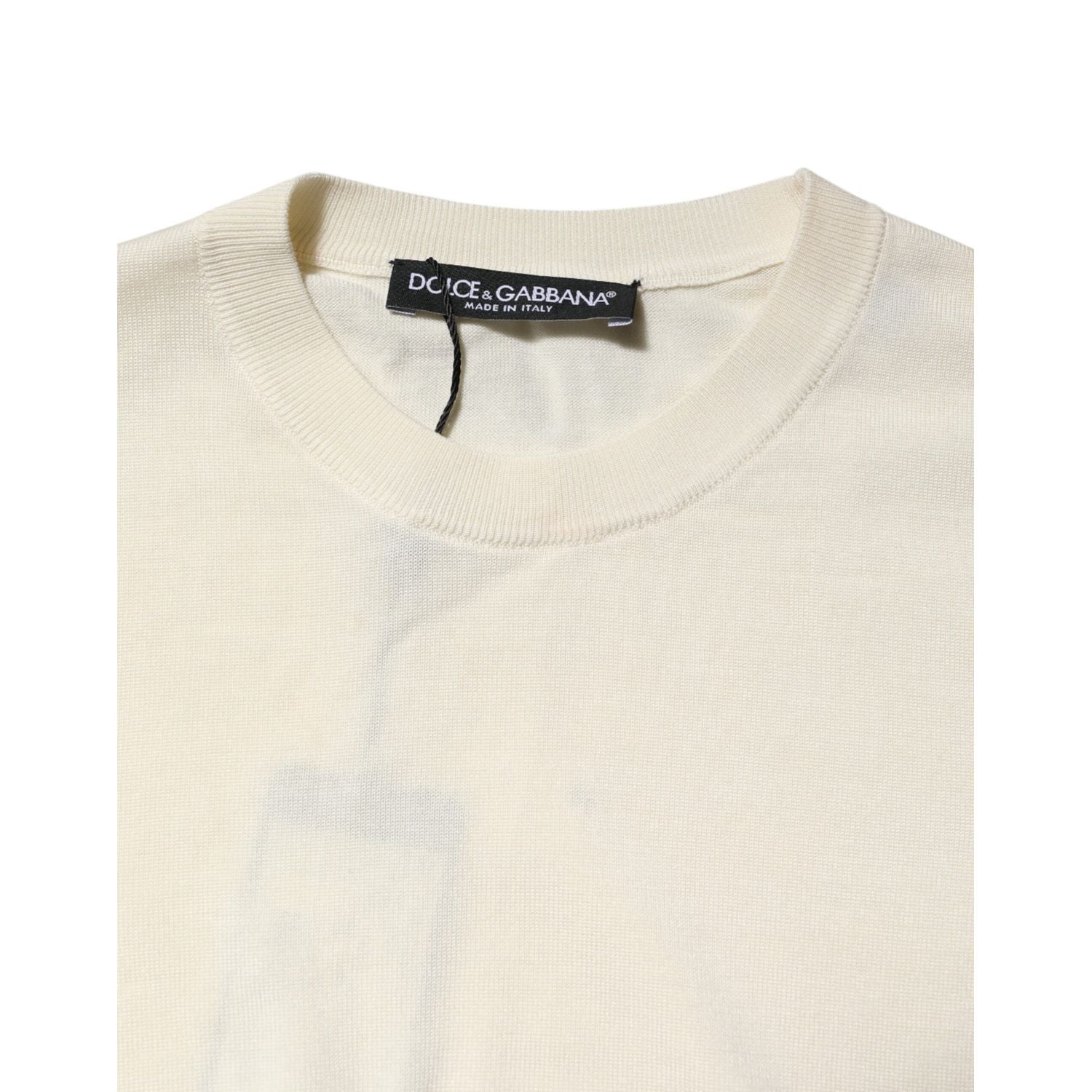 Dolce & Gabbana White Silk Short Sleeves Blouse Pullover Top